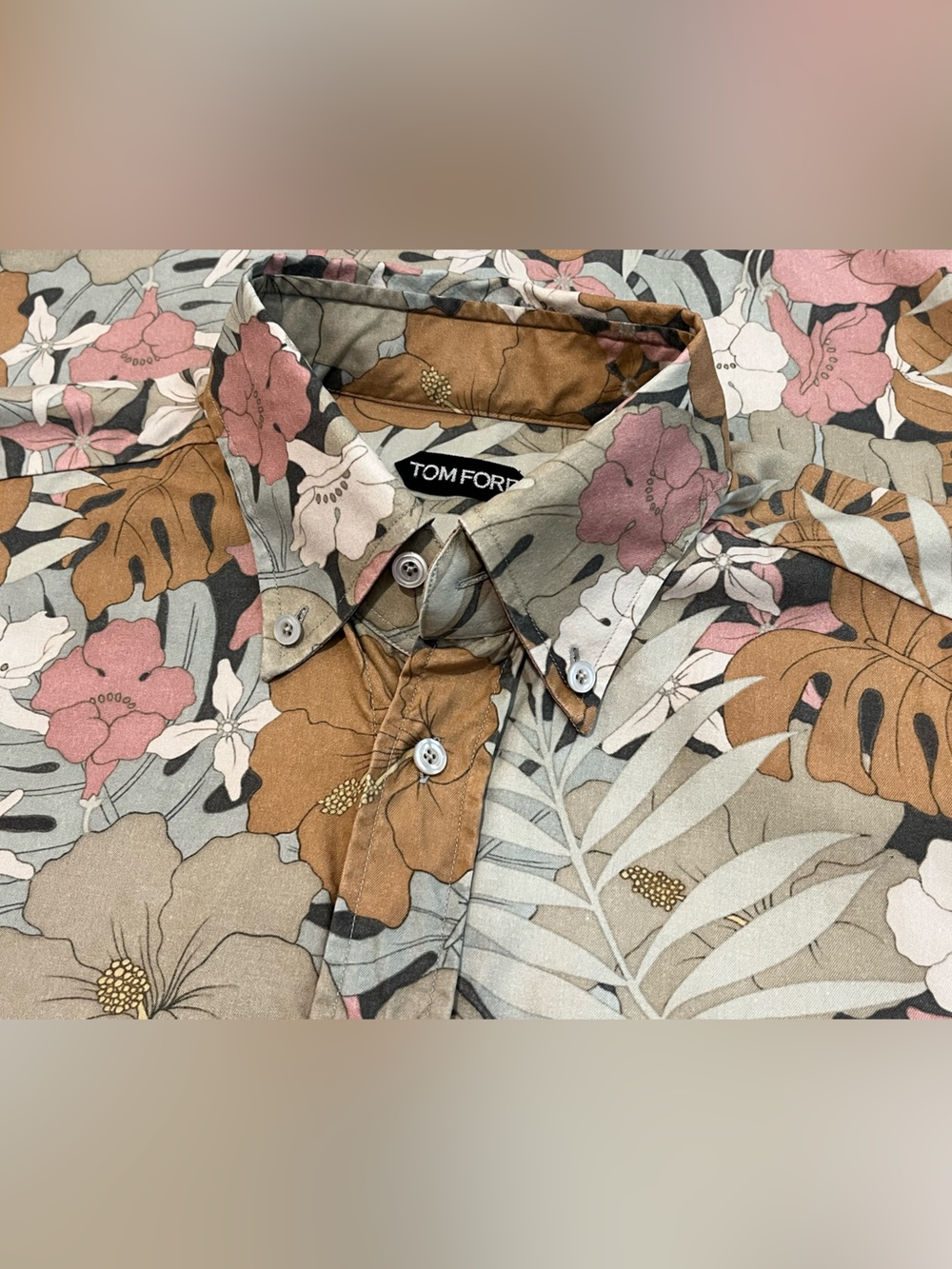 Tom Ford Floral AOP Lyocell Shirt Long Sleeve Button Men’s Size 41 16 EUC $1000